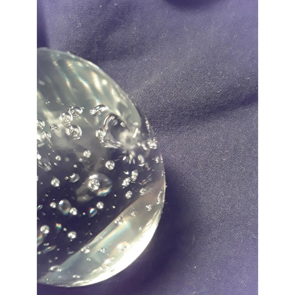 Glass Elephant Paperweight, Clear Bubbles Art Glass  Trunk Up  Figurine 4 